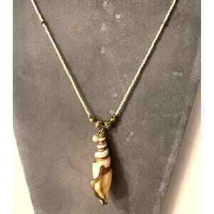 Handcrafted White and Gold Shell Pendant  #5011